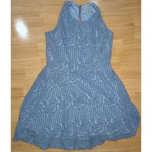 Ultra Pink Blue Lace Fit & Flare Dress Youth Large Lined Zip Back Party School